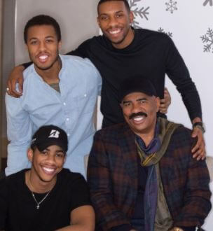 Broderick Harvey Jr. with his father Steve Harvey and two brothers Jason and Wynton.